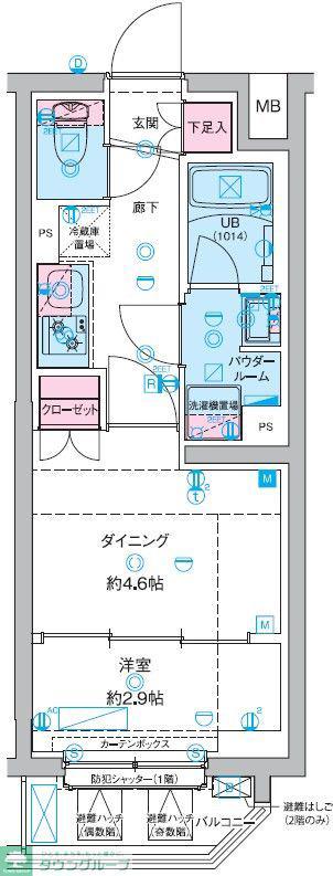 GENOVIA竹ノ塚(1DK/4階)の間取り写真