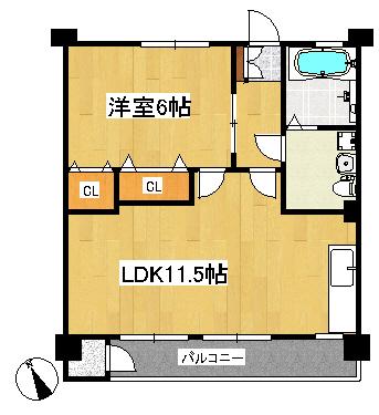 第1伊藤ビル(1LDK/1階)の間取り写真