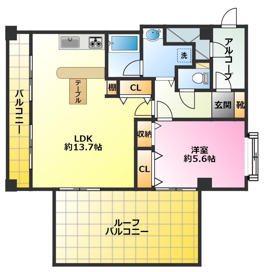 ライオンズマンション元住吉第2(1LDK/4階)の間取り写真