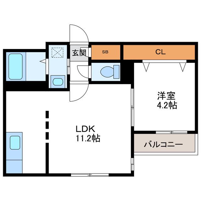 BLANC BONHEUR N14 ブランボヌールN14(1LDK/3階)の間取り写真