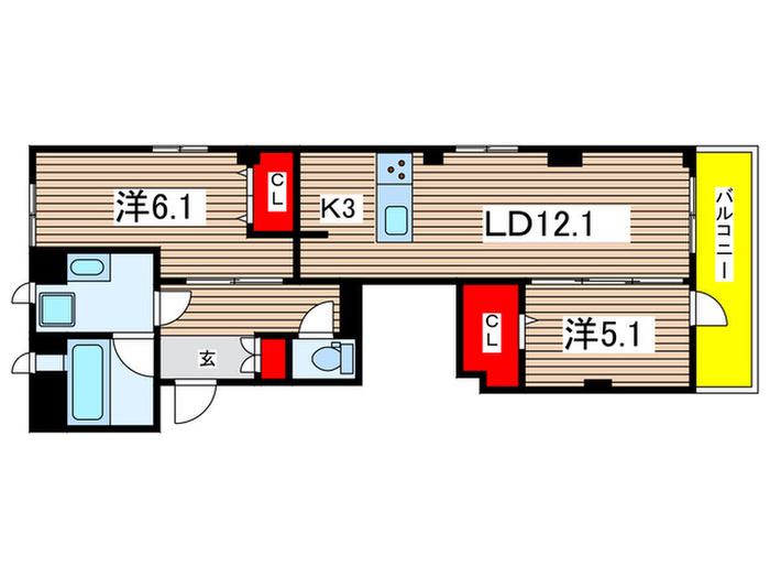 S.FIRSTビューノ西小岩(2LDK/2階)の間取り写真
