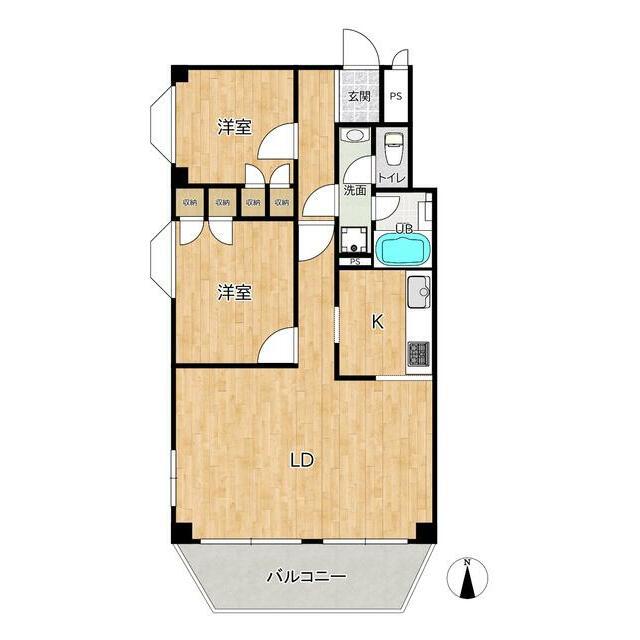 インペリアル常盤松(2LDK/5階)の間取り写真