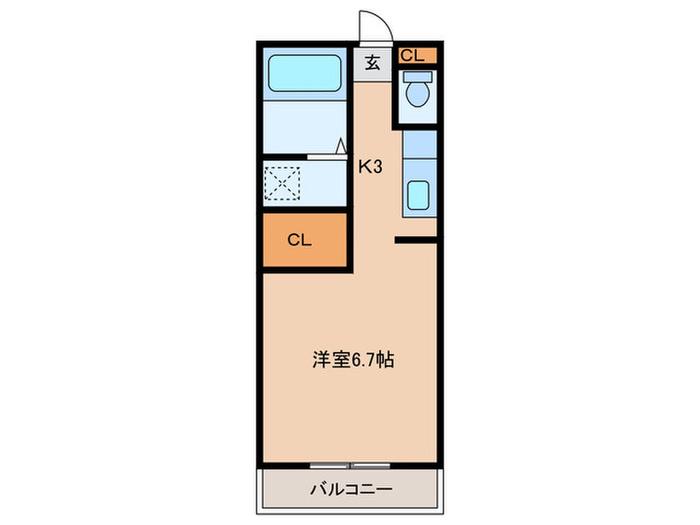 パーソネージュ冷水A棟(1K/1階)の間取り写真