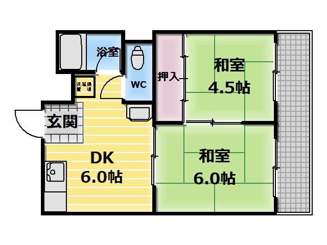 萩原ハイツ(2DK/2階)の間取り写真