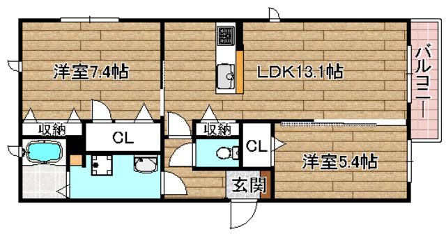 シャーメゾン千家(2LDK/1階)の間取り写真