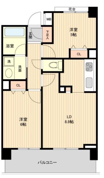グラディート町田(1SLK/8階)の間取り写真