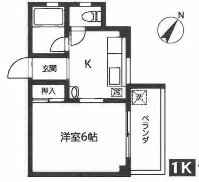朝日ハイツ(1K/3階)の間取り写真