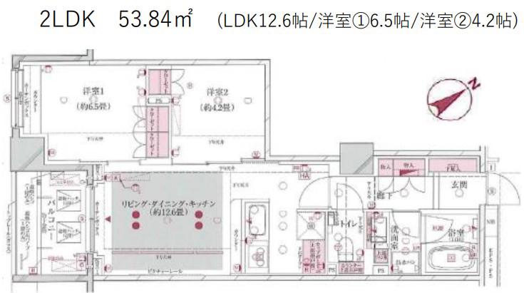目黒区青葉台四丁目マンション(2LDK/2階)の間取り写真