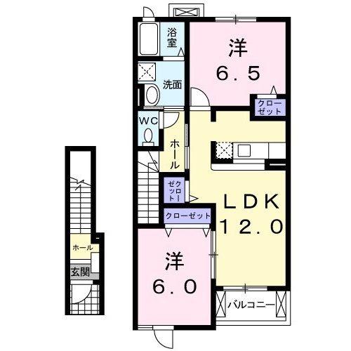 グリーンシー A(2LDK/2階)の間取り写真