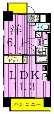 FUTURE HOKIMA(1LDK/10階)の間取り写真