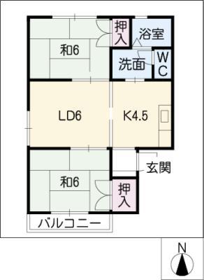 ツイン栄(2LDK/2階)の間取り写真