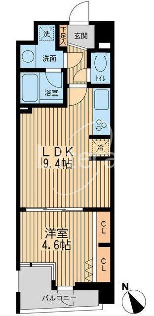 THEパームス代々木上原ヴェール(1LDK/4階)の間取り写真
