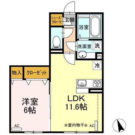 フローレス(1LDK/1階)の間取り写真