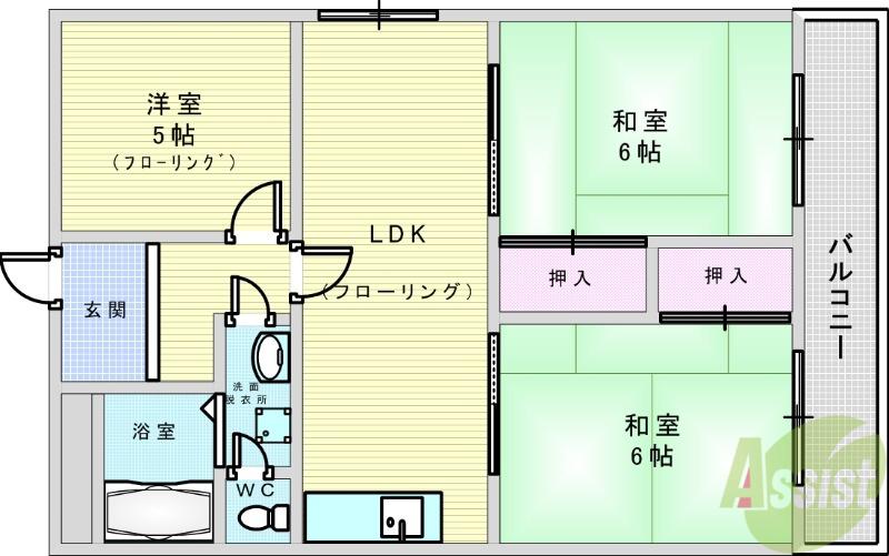 グリーンヒル千里(3LDK/1階)の間取り写真
