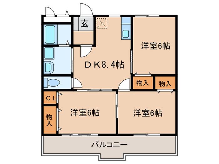 グリーンソシア(3DK/2階)の間取り写真