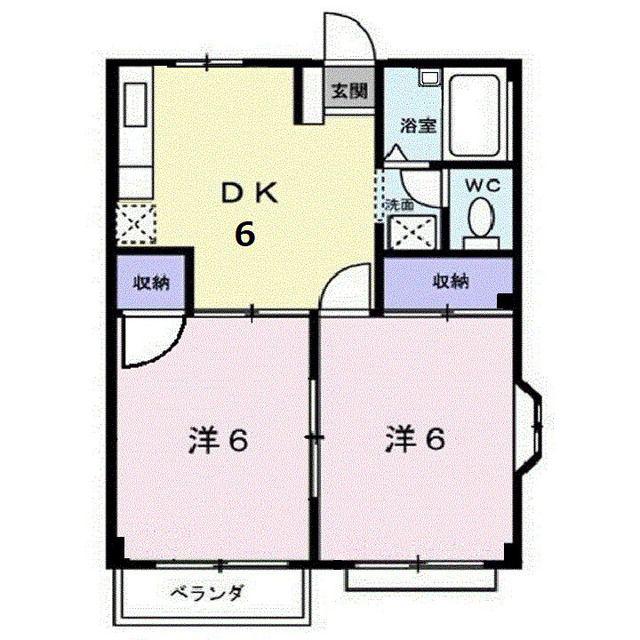 エルディム千田A(2DK/1階)の間取り写真