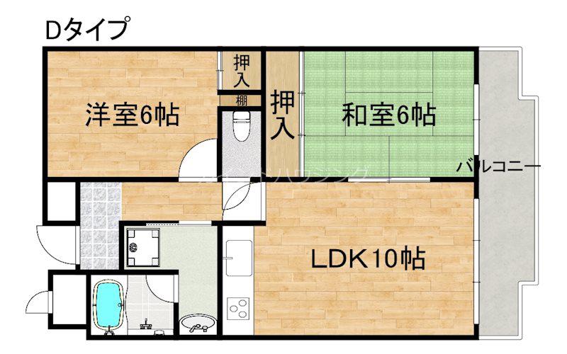 ライオンズマンション泉南樽井第2(2LDK/3階)の間取り写真
