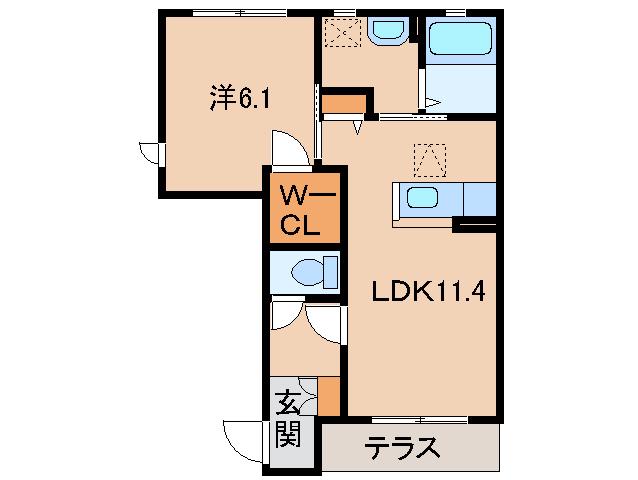 シャーメゾンふじいI(1LDK/1階)の間取り写真