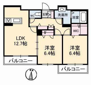 セントリビエ(2LDK/2階)の間取り写真