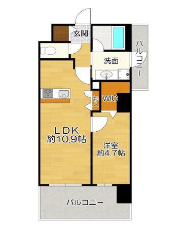 アクタス大橋パークスクエア(1LDK/10階)の間取り写真