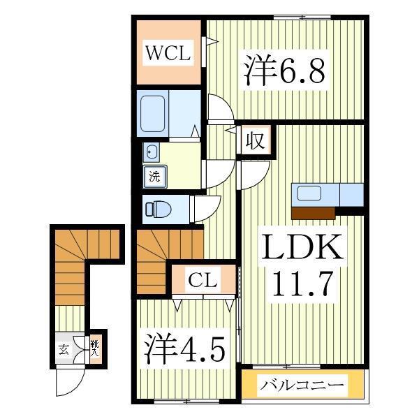 サンクレージュ(2LDK/2階)の間取り写真