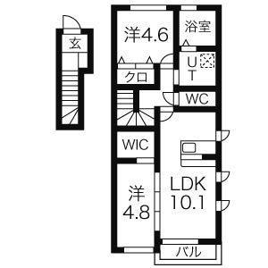 レーヴサイトラC棟(2LDK/2階)の間取り写真