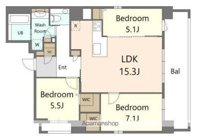 S-RESIDENCE大手門AWESOME(3LDK/3階)の間取り写真