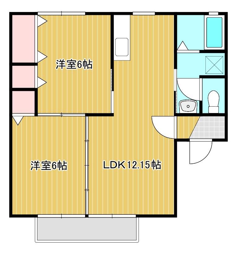 グリシーナ(2LDK/2階)の間取り写真