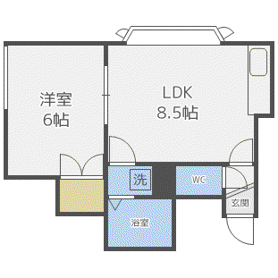 ノースウィングA(1LDK/3階)の間取り写真
