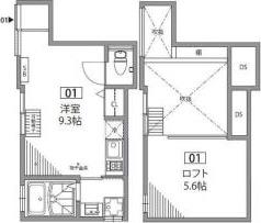 グランエッグス北沢(ワンルーム/1階)の間取り写真