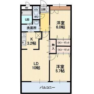 MAISON CALM(2LDK/2階)の間取り写真