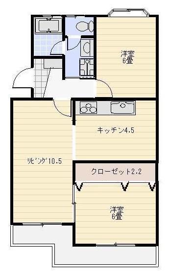 マンションストークV(2LDK/1階)の間取り写真