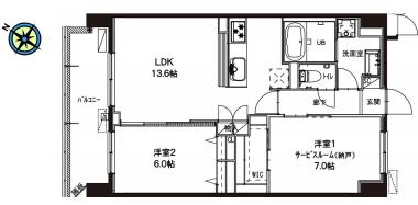 ブルーブラン新横浜(2LDK/3階)の間取り写真