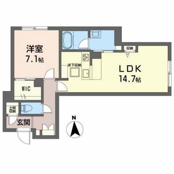 クロムノワール(1LDK/1階)の間取り写真