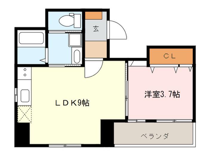 CLAIR HILL薬院大通(1LDK/7階)の間取り写真