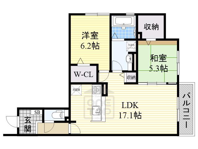 ガーデンパレス箕面A(2LDK/3階)の間取り写真