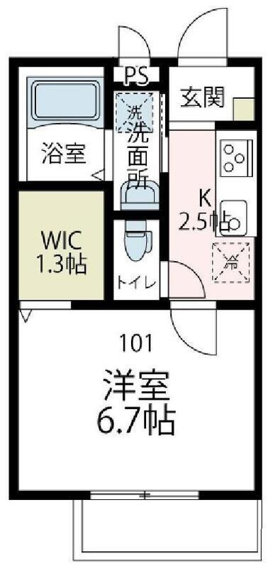 セレーヌ仲町台(1K/1階)の間取り写真
