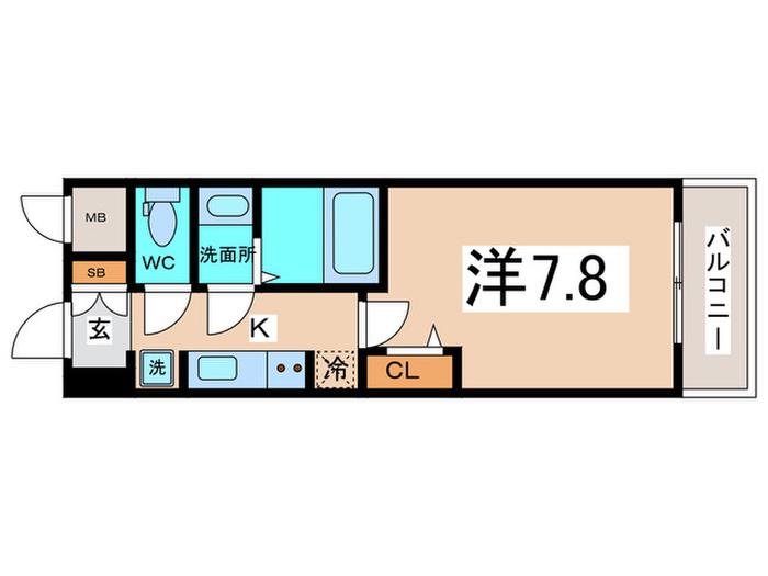 ALIVIS浪速東SOL TERRACE(1K/4階)の間取り写真
