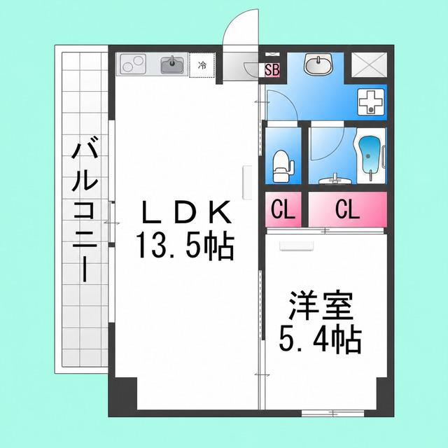 グランリーオ(1LDK/6階)の間取り写真