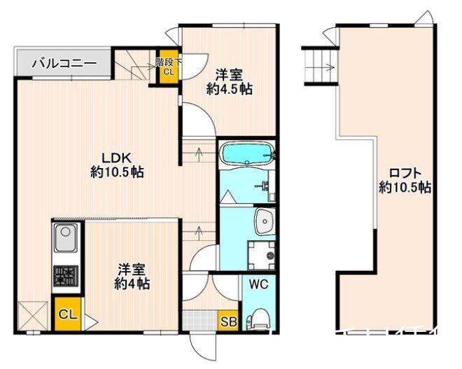 CB箱崎ソルテ(2LDK/1階)の間取り写真