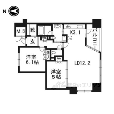 アーバンライフフォルムズ烏丸御池(2LDK/8階)の間取り写真