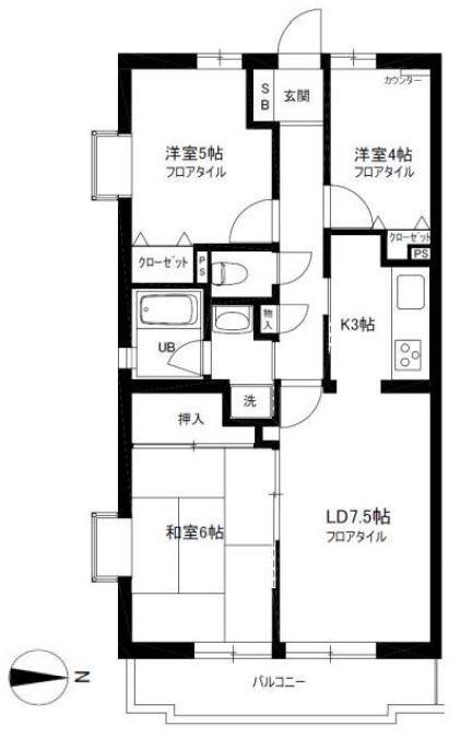 グレース桜新町(3LDK/7階)の間取り写真