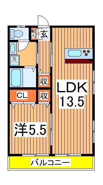 第1インペリアルハイツ(1LDK/2階)の間取り写真
