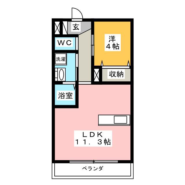 カメーリエ大溝(1LDK/1階)の間取り写真