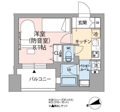 ミュージション下北沢(1K/5階)の間取り写真