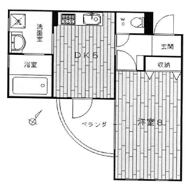アカンサス(1DK/3階)の間取り写真