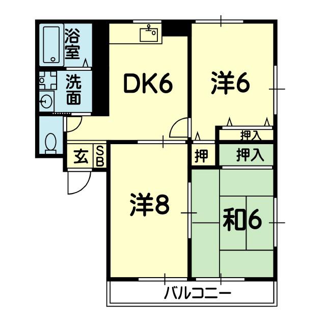 グレース有安(3DK/2階)の間取り写真