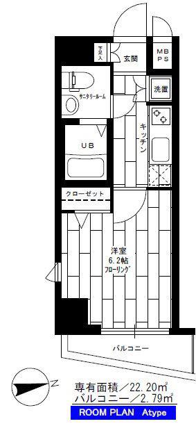 ステージファースト高輪II(1K/3階)の間取り写真