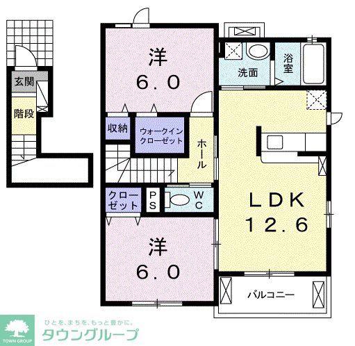 オリーブI(2LDK/2階)の間取り写真