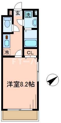 ブリリアント大木II(1K/2階)の間取り写真